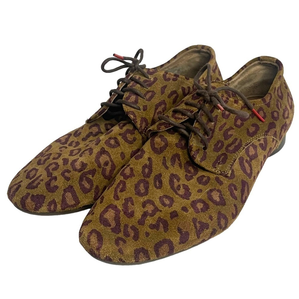 Think! Leopard Suede Oxford Flats Size 39/ Size 8